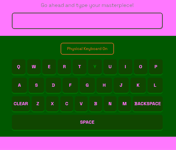 screenshot of Virtual Keyboard website